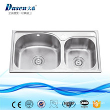 New Plastic Double Steel Kitchen Sink Basin With Strainer And Flexible Drain Hose